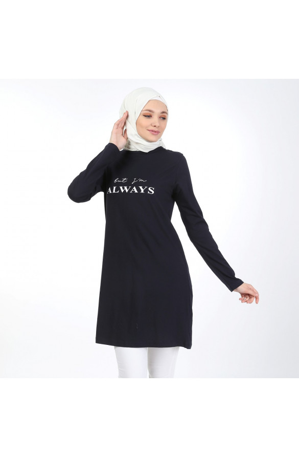 BASKILI BASİC TUNİK 6005 SİYAH