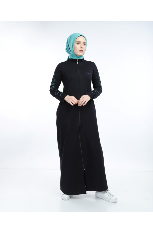 KOLDAN NAKIŞ DETAYLI FERMUARLI FERACE 9292 LACİVERT